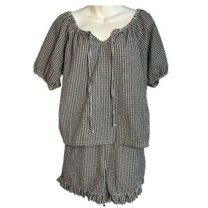 NWOT Rachel Zoe Black & White Gingham Romper Set